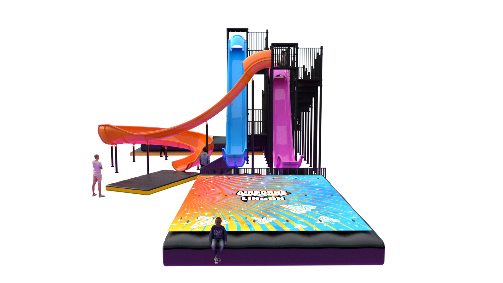 Colorful water slide, providing an exciting experience for thrill-seekers at the park.